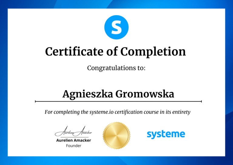 certyfikat tworzenia stron internetowych systeme.io