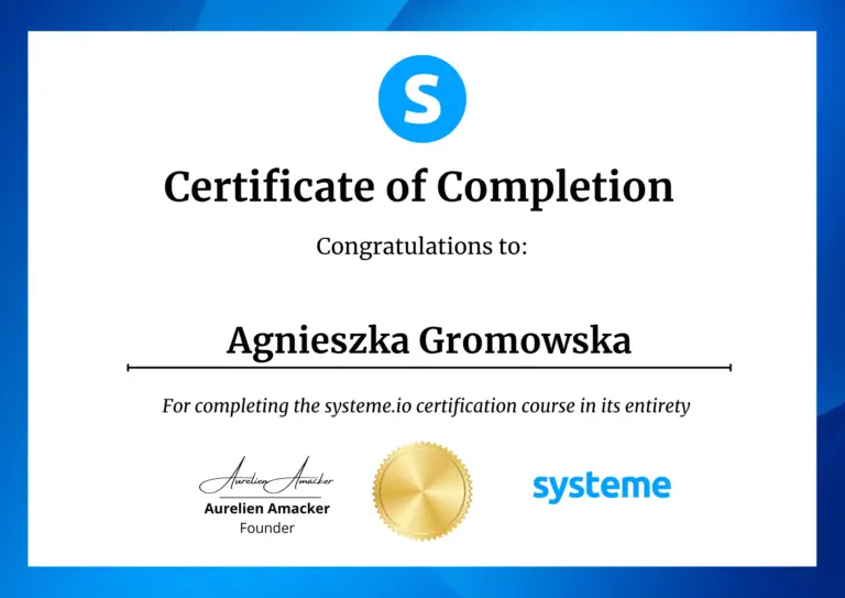 certyfikat tworzenia stron internetowych systeme.io